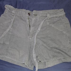 Olive Green Tie Shorts